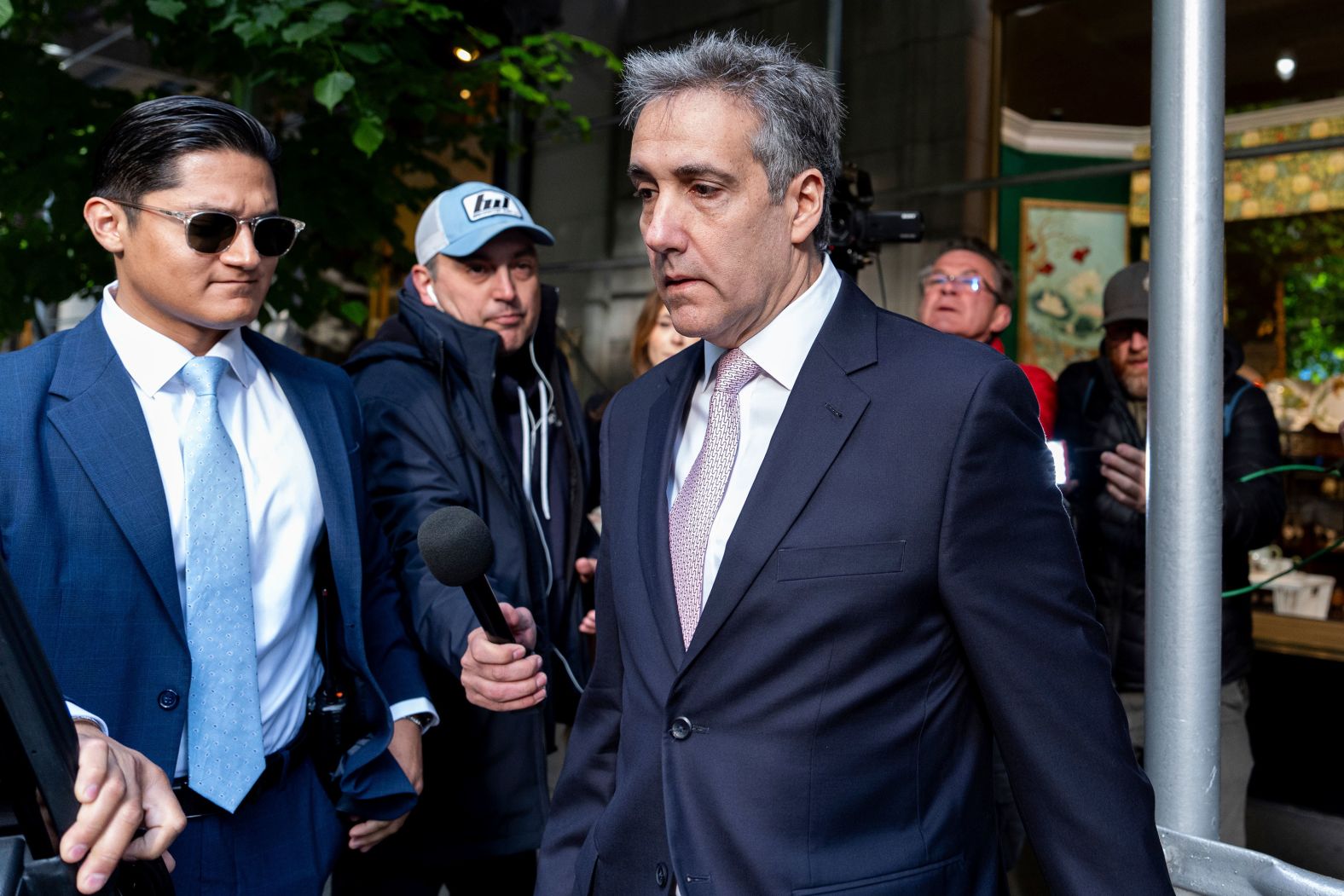 Michael Cohen, Donald Trump's former personal attorney, leaves his apartment building in New York on his way to Manhattan criminal court on Monday, May 13. <a href="index.php?page=&url=https%3A%2F%2Fwww.cnn.com%2Fpolitics%2Flive-news%2Ftrump-hush-money-trial-05-16-24%2Findex.html" target="_blank">Cohen has been testifying this week</a> in Trump's hush money trial. Cohen says Trump directed him to pay hush money to Stormy Daniels in the final days of the 2016 presidential campaign. Trump denies the allegations.
