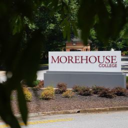 Signage is displayed at an entrance to Morehouse College in Atlanta, Georgia, U.S., on Friday, July 17, 2020.