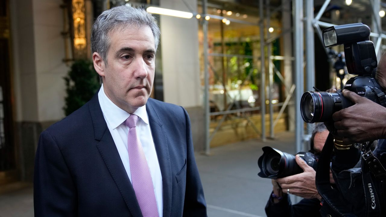 Michael Cohen leaves his apartment building on his way to Manhattan criminal court in New York, Monday, May 20, 2024.
