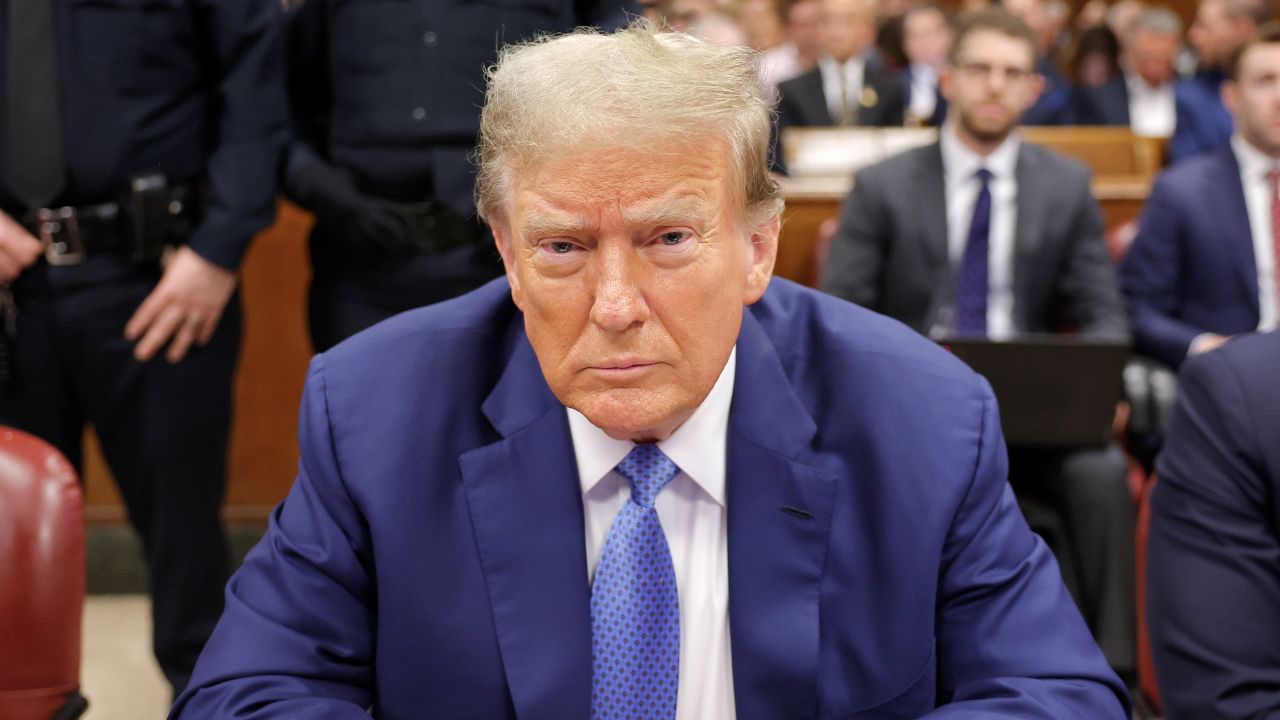 Former President Donald Trump sits in the courtroom during his hush money trial at Manhattan Criminal Court on May 20, 2024 in New York City.