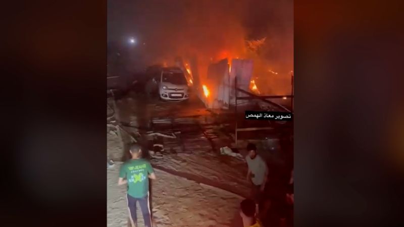Video shows fire and wreckage at site of Israeli airstrike