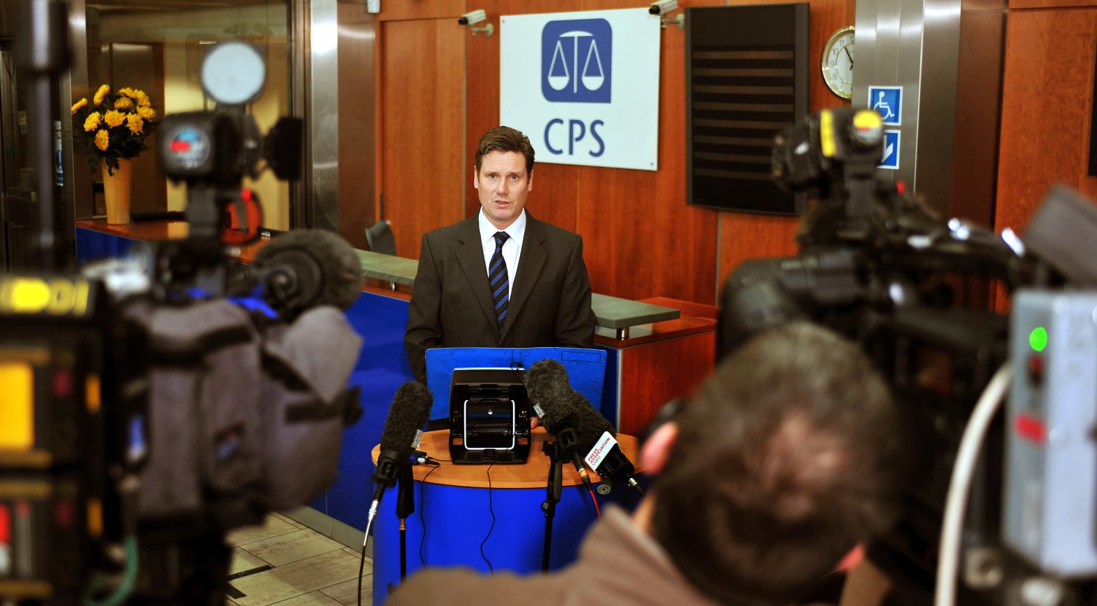 Starmer, as director of public prosecutions, makes a statement to the media in London in 2010. He was later knighted for the job he did running the Crown Prosecution Service of England and Wales.