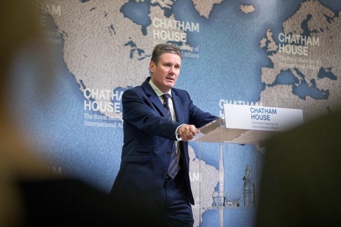 Starmer delivers a speech at Chatham House in London in March 2017, just before Prime Minister Theresa May sent a letter to European Union leaders to announce the start of departure negotiations. "While Labour did not support leaving the European Union and I campaigned passionately against it, we have accepted that that choice was made and that it will now be delivered," Starmer said while laying out the party's vision for the future.