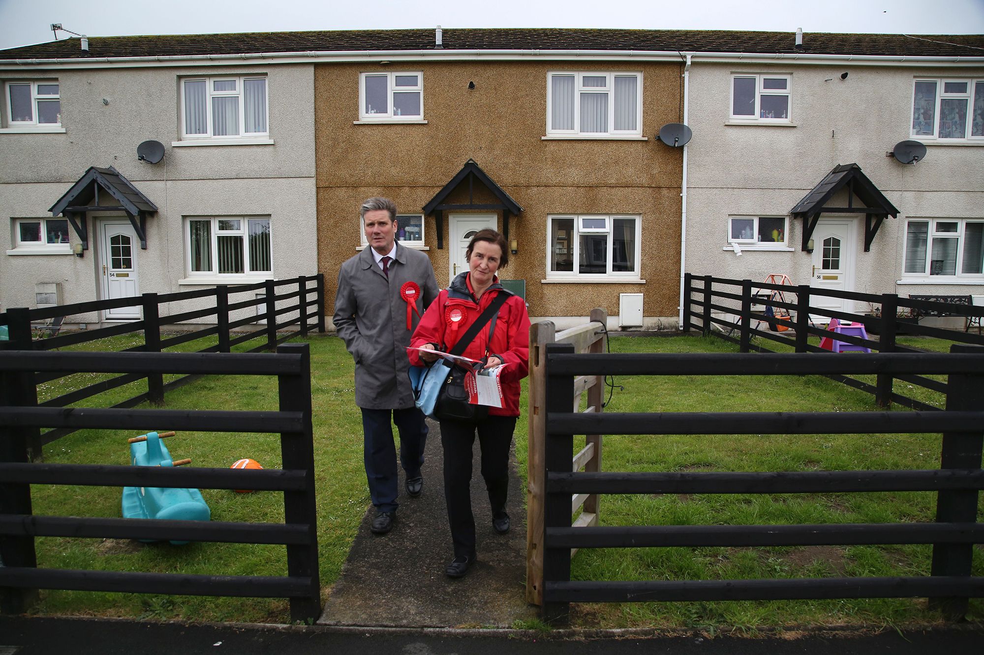 Starmer campaigns with Labour's Nia Griffith in Pembrey, Wales, in May 2017.