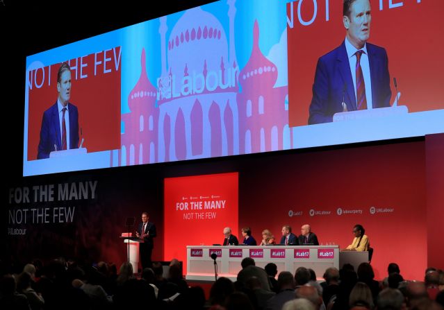 Starmer addresses the Labour Party Conference in Brighton, England, in September 2017.