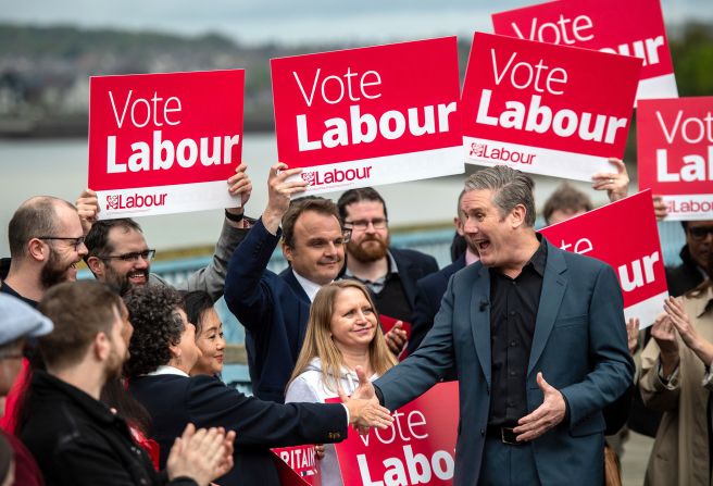Starmer speaks to supporters in Chatham, England, in May 2023.