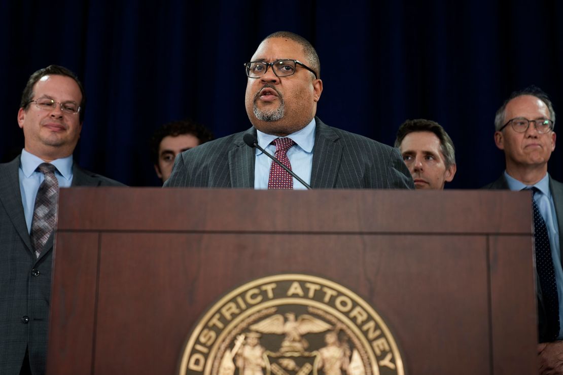 Manhattan District Attorney Alvin Bragg speaks to the media after a jury found former President Donald Trump guilty on 34 felony counts of falsifying business records, Thursday, May 30, 2024, in New York. Donald Trump became the first former president to be convicted of felony crimes as a New York jury found him guilty of 34 felony counts of falsifying business records in a scheme to illegally influence the 2016 election through hush money payments to a porn actor who said the two had sex. (AP Photo/Seth Wenig)