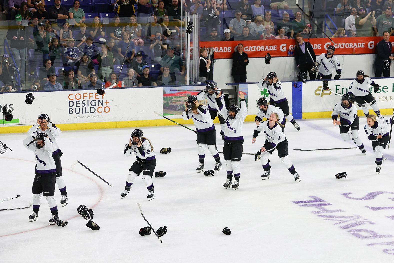 Minnesota players celebrate after defeating Boston to become the <a href="index.php?page=&url=https%3A%2F%2Fwww.cnn.com%2F2024%2F05%2F30%2Fsport%2Fminnesota-womens-hockey-league-champion-boston-walter-cup-intl-spt%2Findex.html" target="_blank">inaugural champions of the Professional Women's Hockey League</a> on Wednesday, May 29.