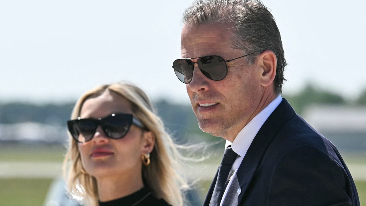 Hunter Biden and his wife Melissa Cohen Biden arrive at Dover Air Force Base to board Air Force One with US President Joe Biden in Dover, Delaware on May 31, 2024.