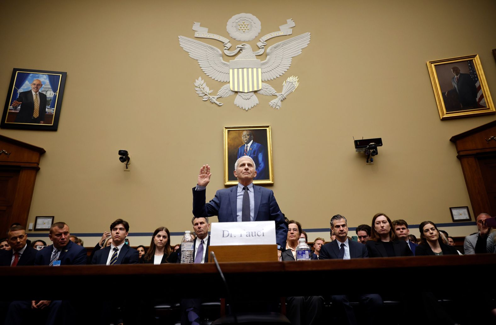 Dr. Anthony Fauci, the former director of the National Institute of Allergy and Infectious Diseases, arrives to testify at a US House subcommittee hearing on Monday, June 3. The hearing was about the United States' Covid-19 pandemic response and the origins of the virus, and this was Fauci's first public testimony on Capitol Hill since his retirement from government service. <a href="index.php?page=&url=https%3A%2F%2Fwww.cnn.com%2F2024%2F06%2F03%2Fpolitics%2Ffauci-testimony-house-hearing-covid-19%2Findex.html" target="_blank">The hearing turned contentious at times</a> as Republicans grilled Fauci over a wide range of topics, including the basis for public health recommendations during the pandemic and email use by public health officials.