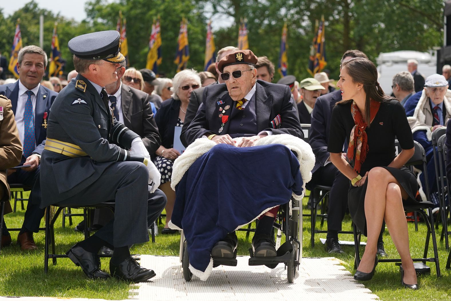 Veterans attend the Royal British Legion's service of remembrance at the National Memorial Arboretum in Alrewas, England, on Thursday.