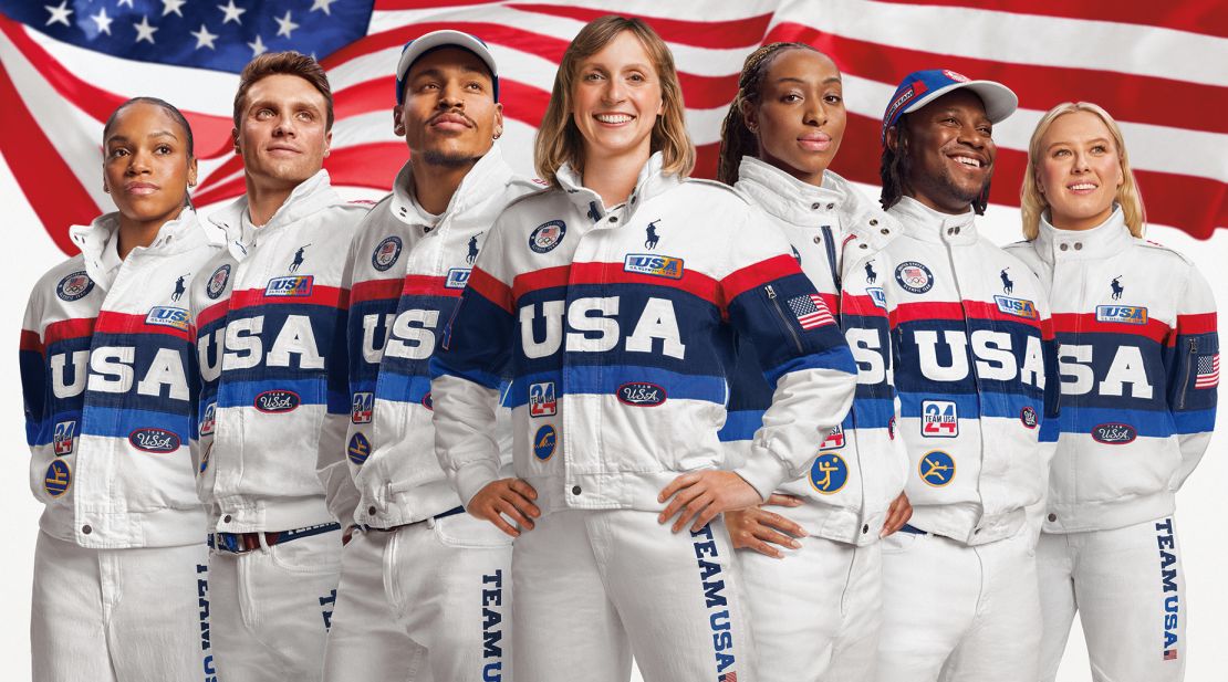 Members of Team USA model Ralph Lauren's closing ceremony looks for the 2024 Games.