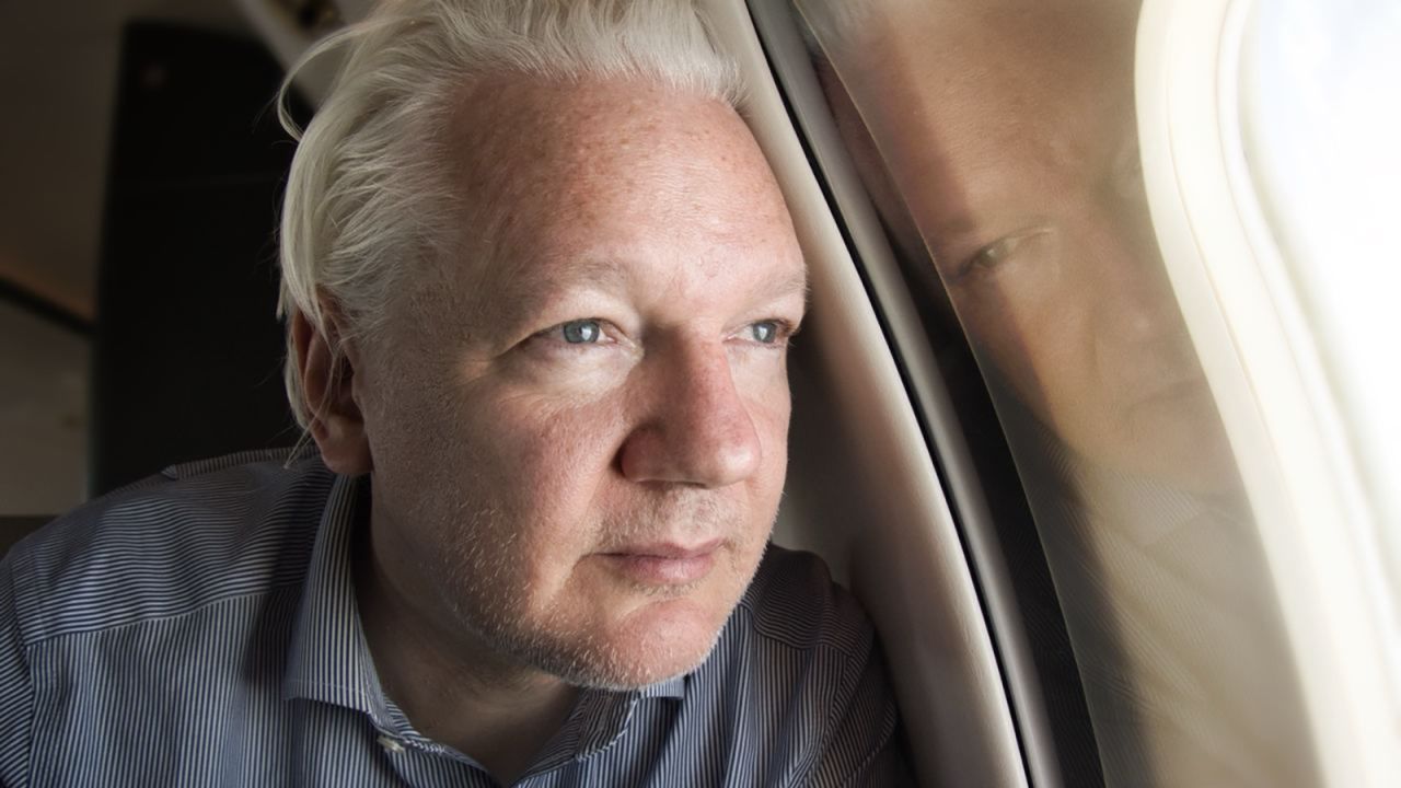 A photo of Julian Assange shared by Wikileaks on X, with a caption that reads, 'Approaching Bangkok airport for layover. Moving closer to freedom.'
