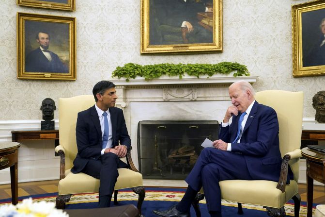 Sunak <a  target="_blank">meets US President Joe Biden at the White House</a> during a visit to Washington, DC, in June 2023.