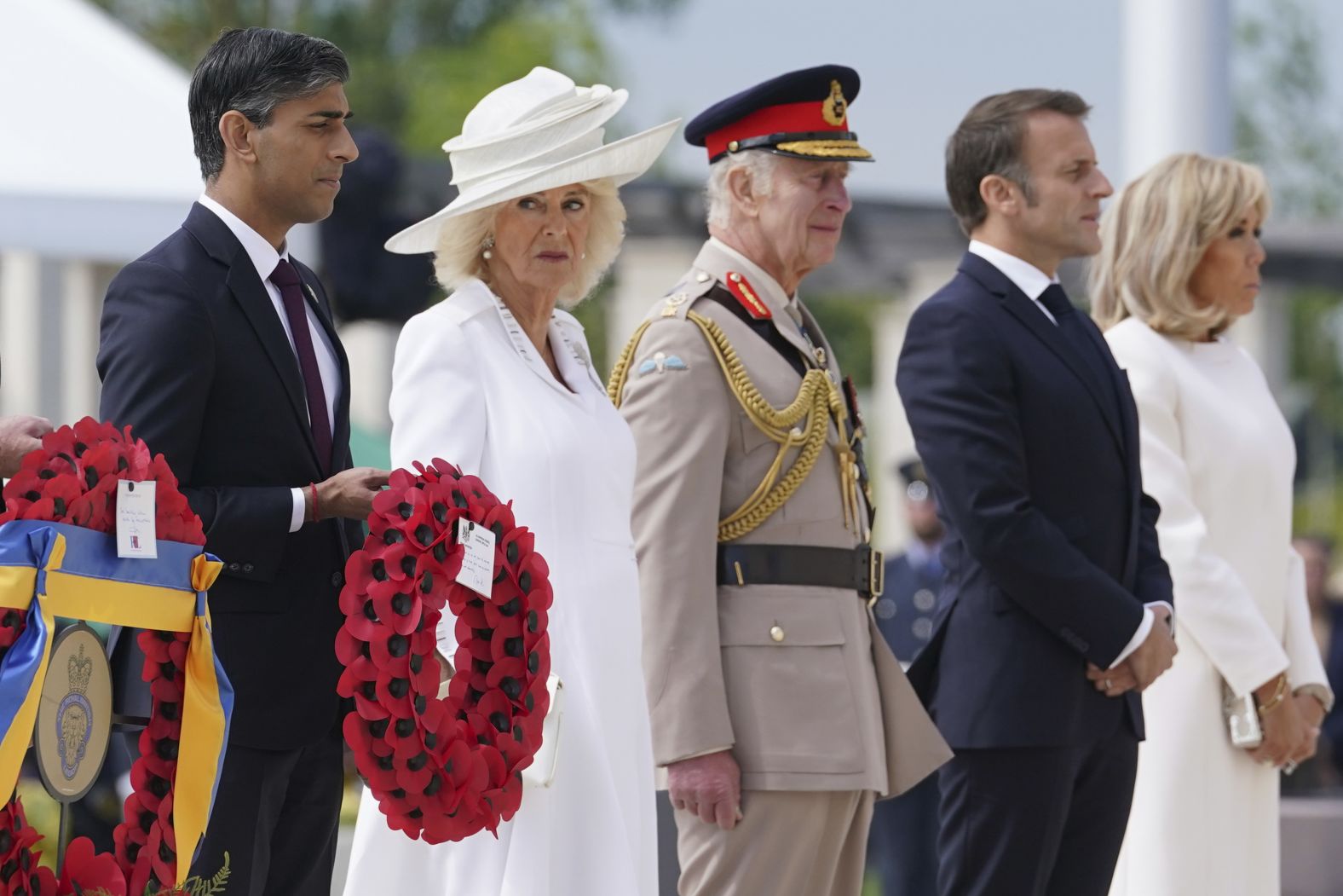 Sunak joins Queen Camilla, King Charles III, French President Emmanuel Macron and French first lady Brigitte Macron during a D-Day commemorative event in France in June 2024. Sunak later <a href="https://www.chinalucky8.com/2024/06/07/uk/rishi-sunak-d-day-event-uk-election-gbr-intl/index" target="_blank">apologized for leaving the D-Day commemorations</a> early in order to film a TV interview, a decision that prompted incredulity and further derailed his floundering general election campaign.