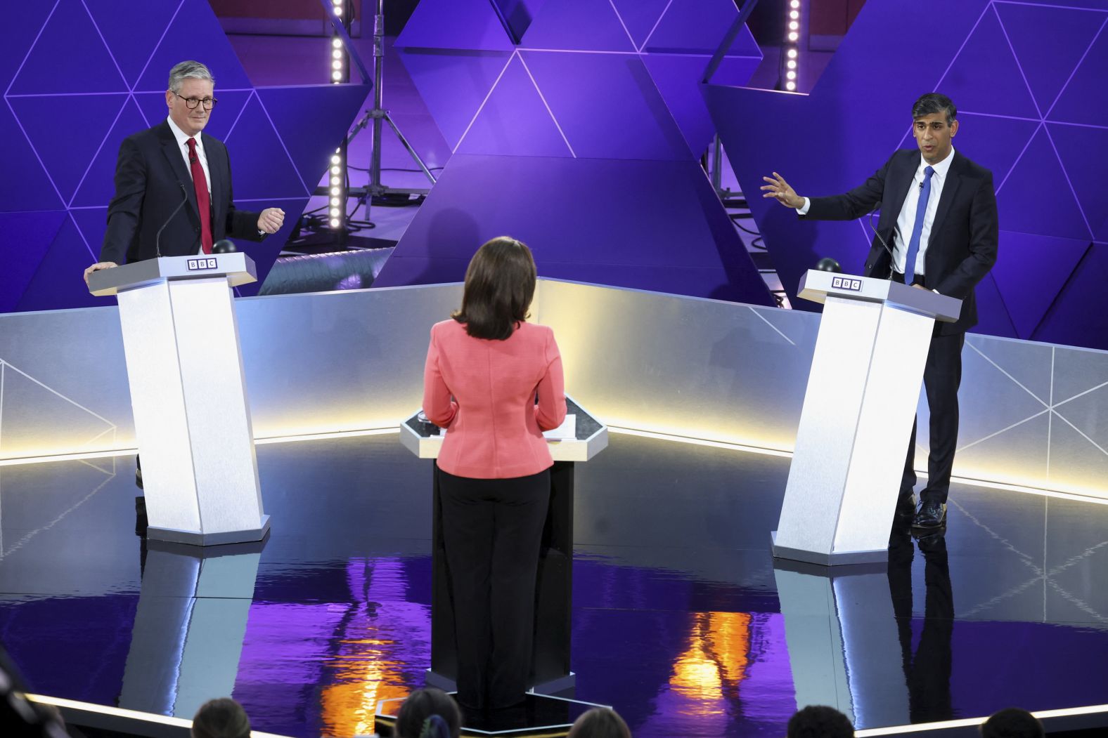 Sunak debates Labour Party leader Keir Starmer in Nottingham, England, in June 2024.