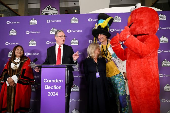 Starmer speaks after winning the constituency of Holborn and St Pancras during the general election in July 2024.