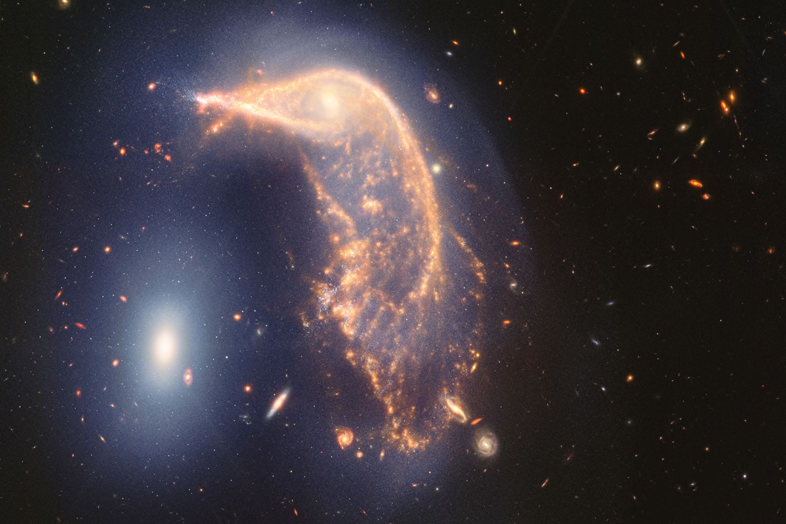 NASA released this image of galaxy Arp 142 on July 12, to mark the two-year anniversary of the James Webb Space Telescope.