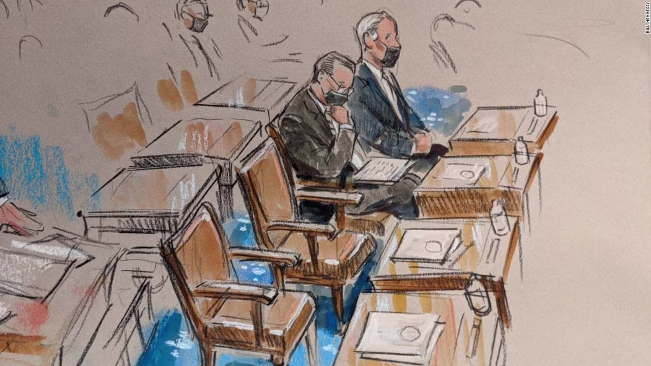 Sens. John Boozman, R-Ark., and John Cornyn, R-Texas, during day three of the Senate impeachment trial, February 11, 2021.