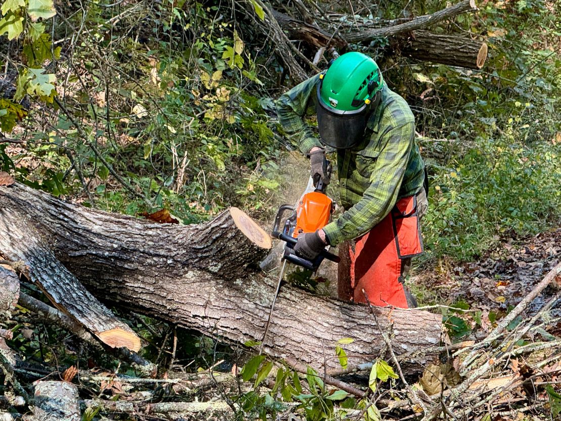 Crews on the Pisgah National Forest in western North Carolina are working to remove hazard trees and debris off roads in the Bent Creek area, just south of Asheville.