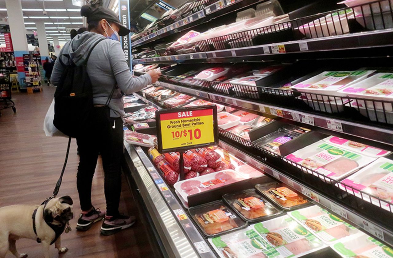 A person shops in a supermarket on February 13 in Los Angeles, California. 