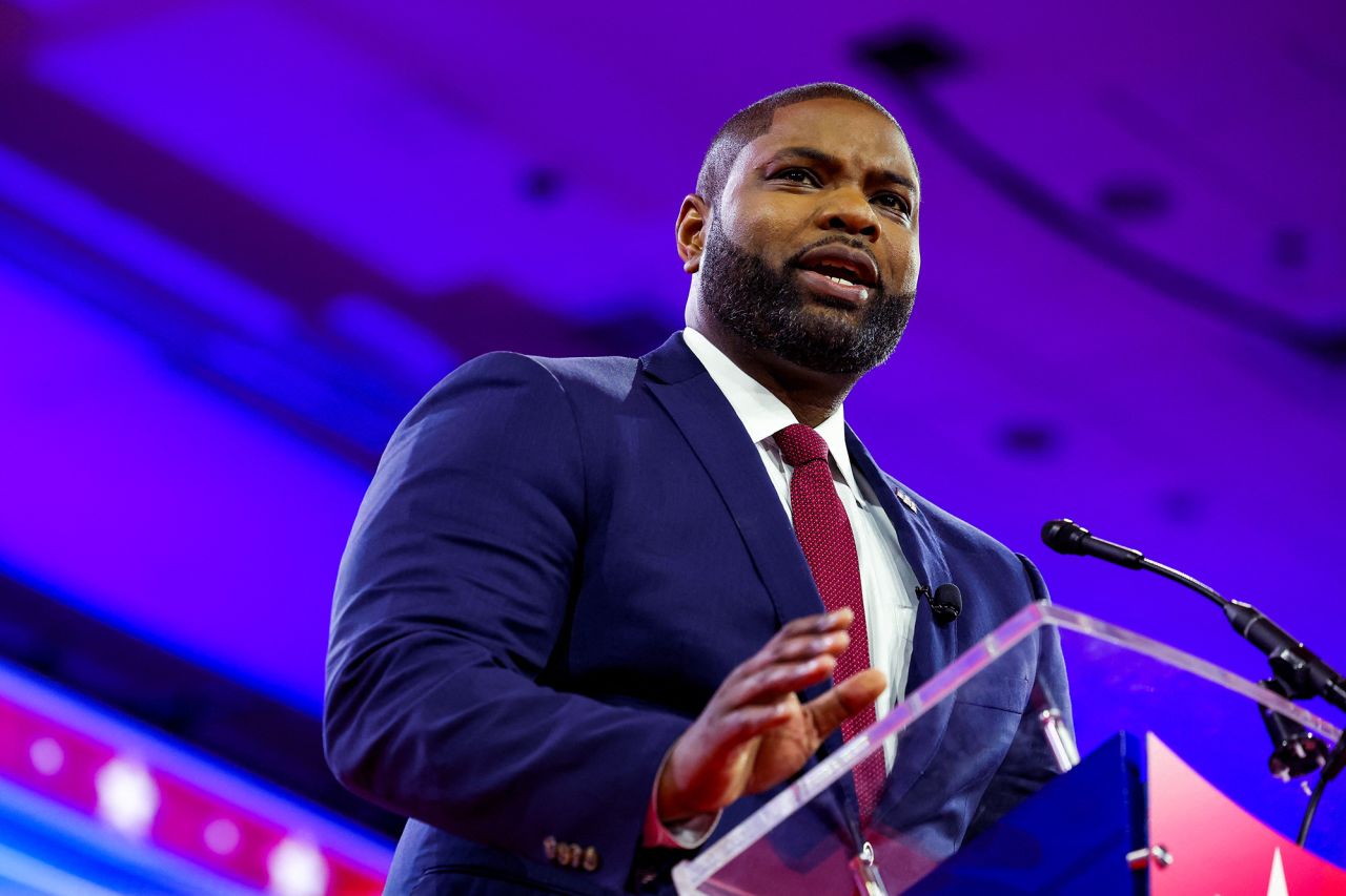 Rep. Byron Donalds speaks at the Conservative Political Action Conference meeting in National Harbor, Maryland, on February 22. 