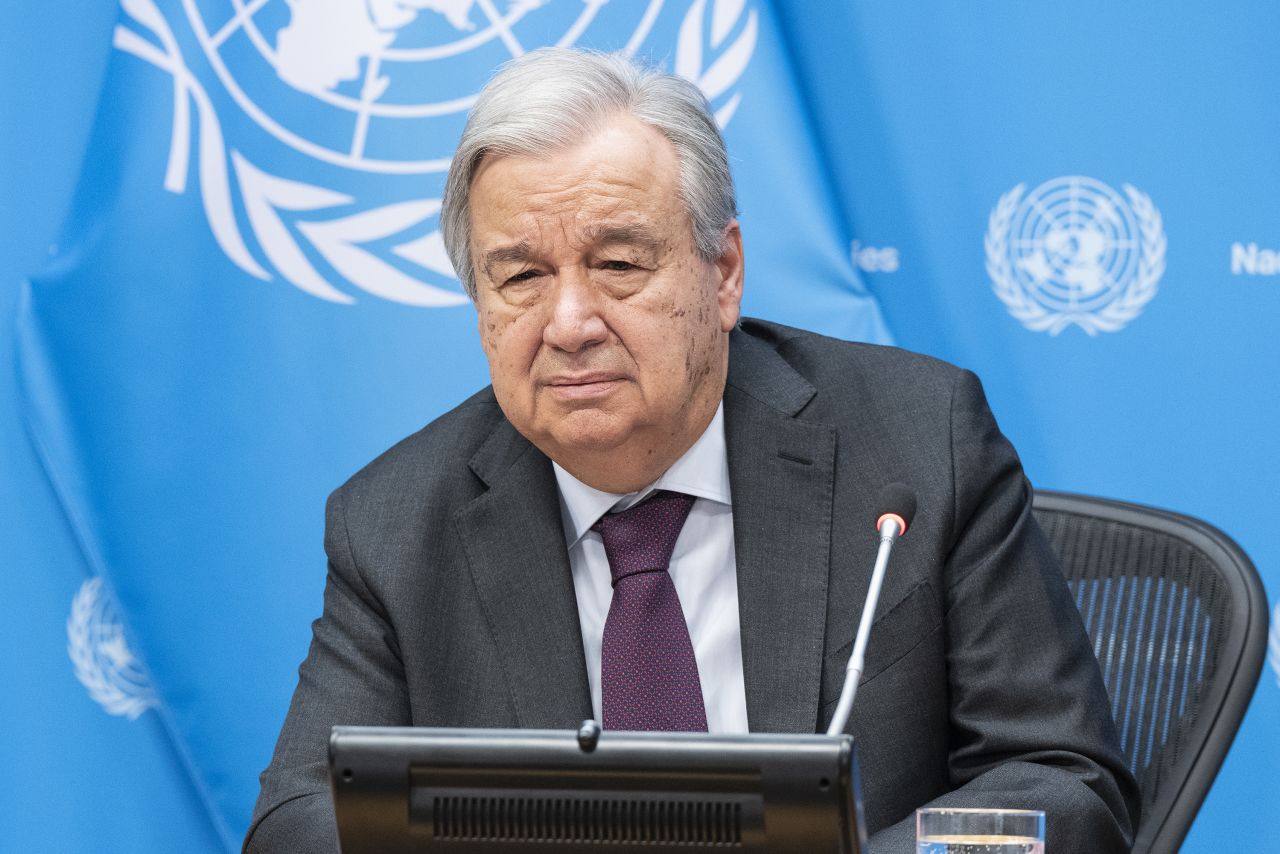 Secretary-General Antonio Guterres speaks during a press briefing on his priorities for 2024 at UN Headquarters on February 8.