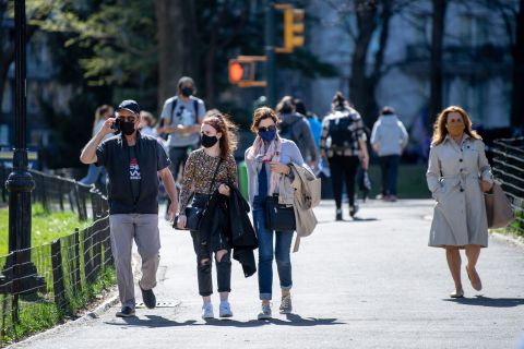 People walk in New York's Central Park on April 6.