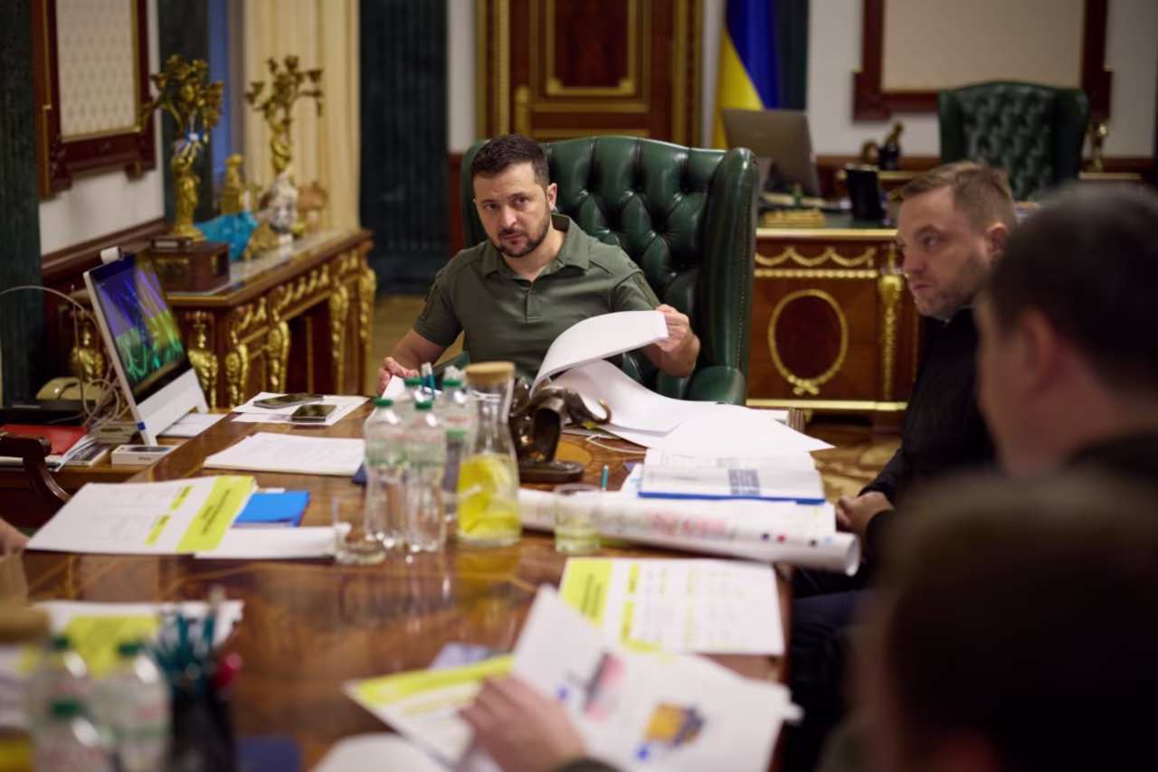 President Volodymyr Zelensky holds a meeting to find ways to avert the threat of a nationwide blackout on October 19.