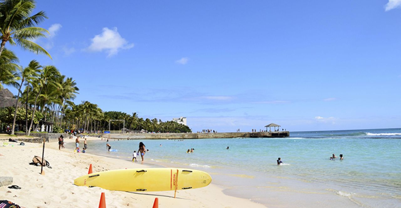 Fewer-than-usual people are seen at Waikiki Beach in Honolulu, Hawaii, on July 29, amid the novel coronavirus outbreak. 