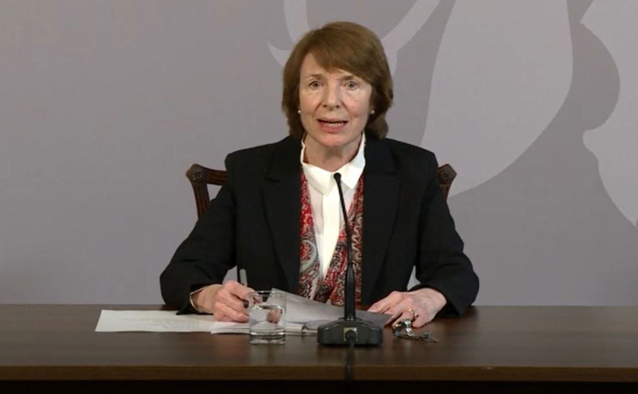 Dr. June Raine, MHRA chief executive, speaks at a press briefing in London on December 30.