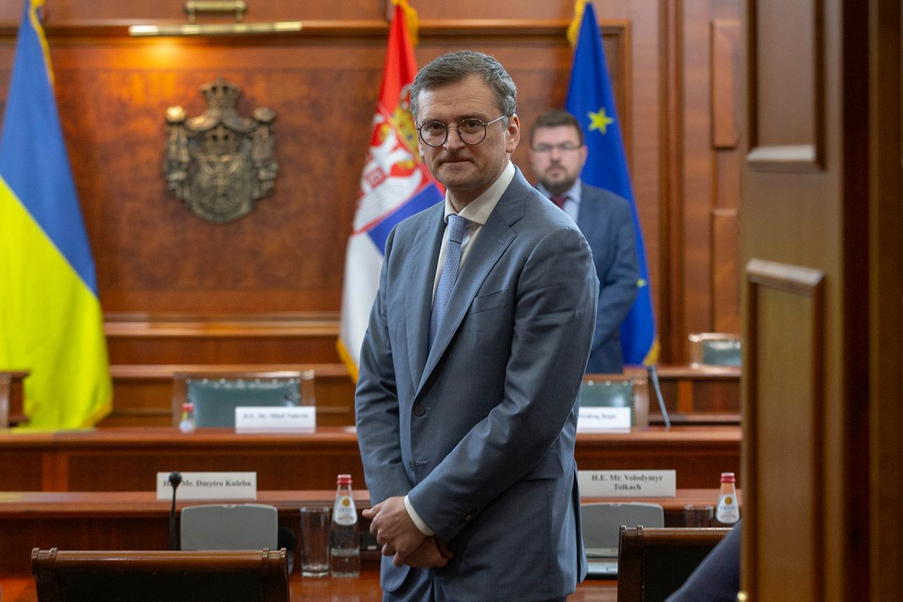 Ukraine's Foreign Minister Dmytro Kuleba, attends a meeting in Belgrade, Serbia, on May 13.