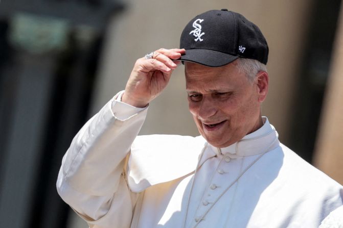 Pope Leo XIV <a  target="_top" href="/newspapers?url=https://www.cnn.com/2025/06/12/style/pope-white-sox-baseball-cap">wears a Chicago White Sox cap</a> during a public appearance at the Vatican on Wednesday, June 11. Leo, a Chicago native, is the first pope to make such a casual pairing with his white cassocks.
