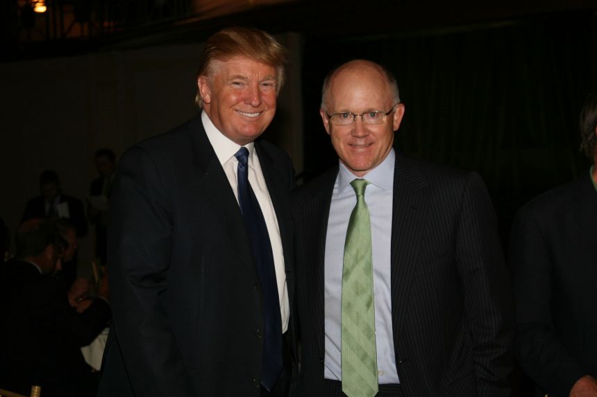 Donald Trump and Woody Johnson attend the NY Jets kickoff luncheon party in New York in 2008.