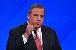 Former Gov. of New Jersey Chris Christie gestures as he speaks.