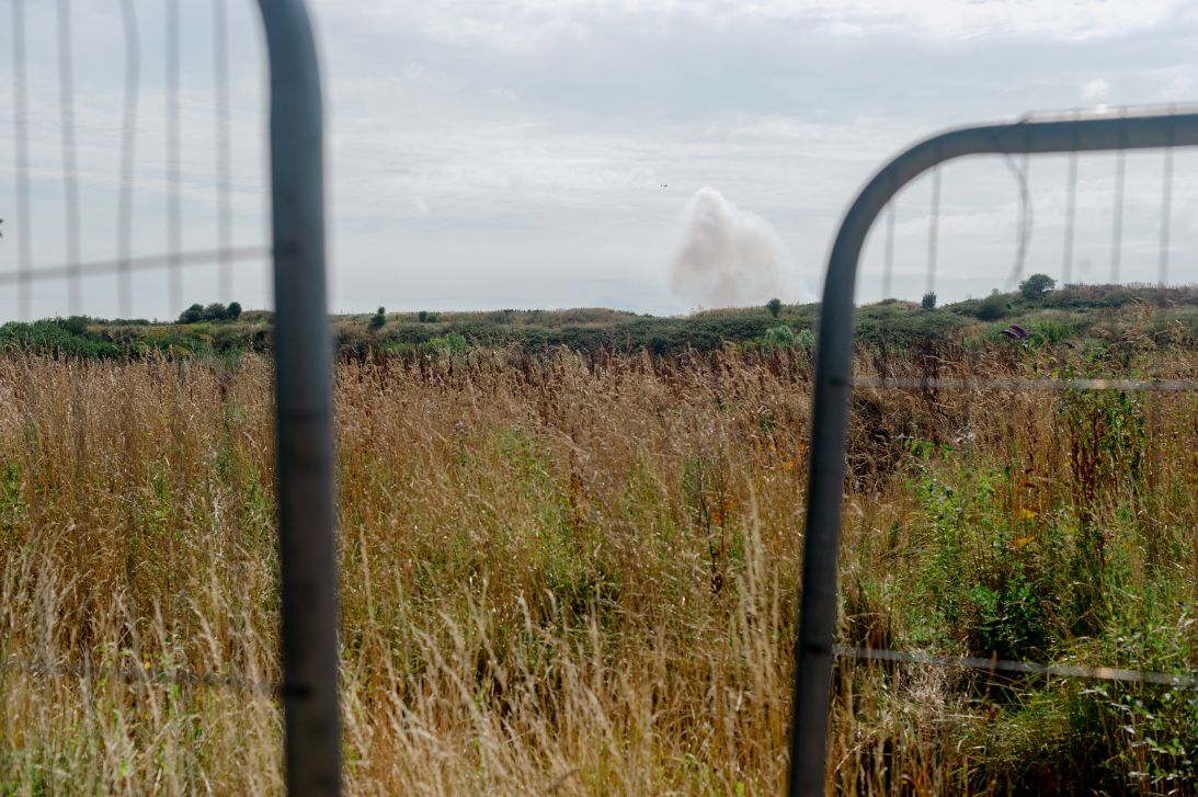 Smoke rises above Arnolds Field on July 18, 2025.