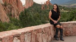 Tamara Lucero Goodell, a cousin of the Menendez brothers, poses for a portrait on Monday, Sept. 22, 2025 at Garden of the Gods park in Colorado Springs, Colorado.