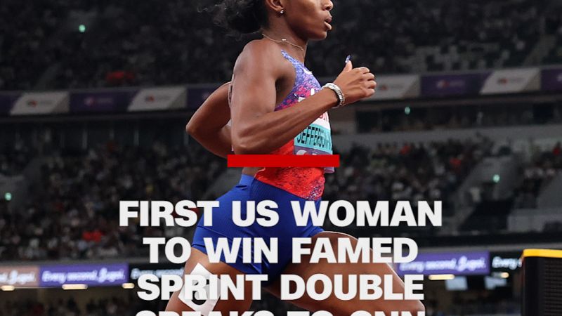 First US woman to win famed sprint double speaks to CNN