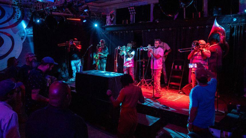 The Rebirth Brass Band performs at the Rabbit Hole in New Orleans, Louisiana, on September 30, 2025. (Will Lanzoni/CNN)