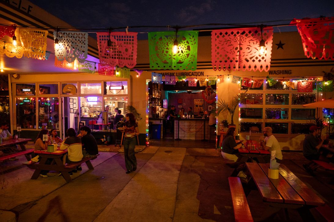 Galaxy Tacos is a colorful indoor-outdoor hangout located in Bywater.