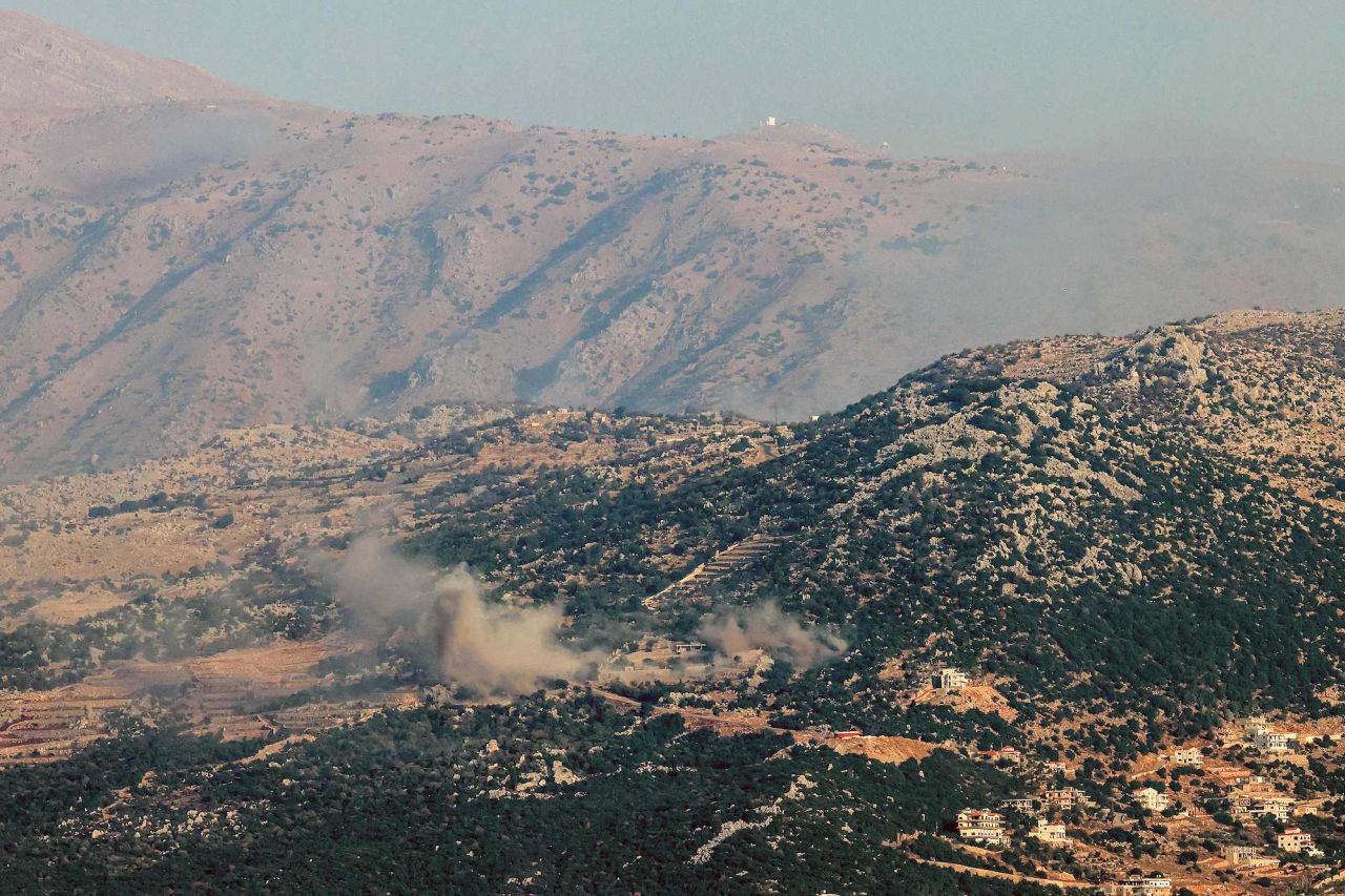 Smoke is seen billowing in the contested border area of Shebaa farms on Saturday.