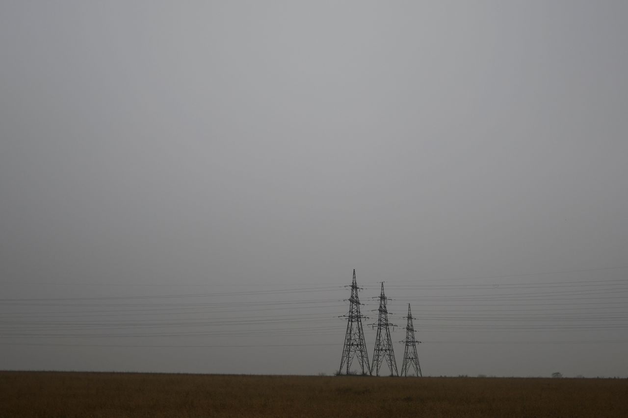 High-voltage power lines in Kherson on November 17.