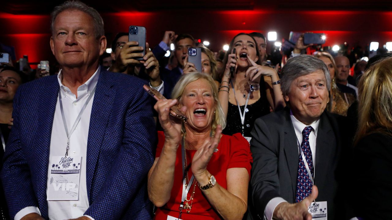 DeSantis supporters attend his watch party on Tuesday night. 