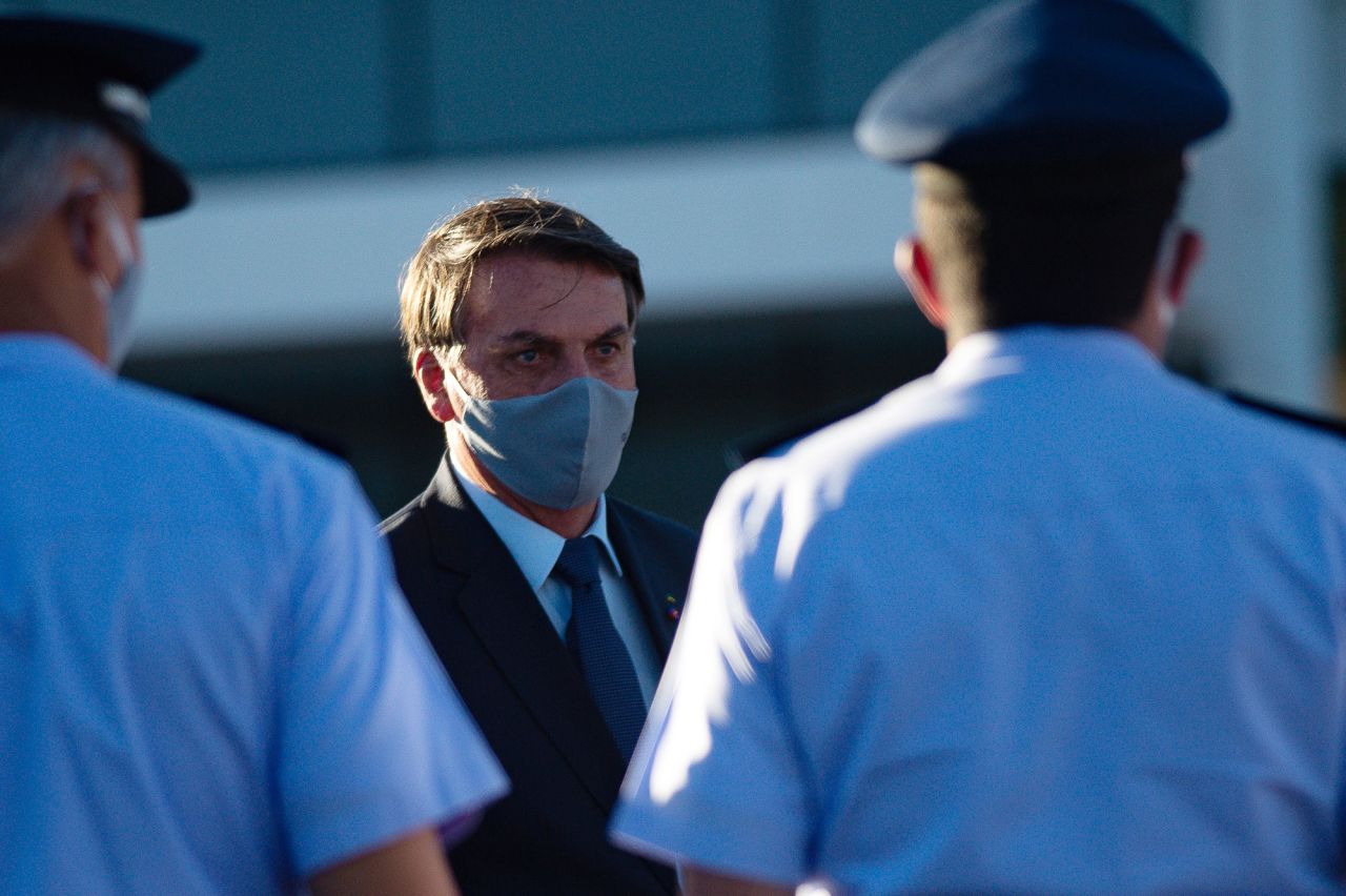 Brazilian President Jair Bolsonaro at the Comando de Operações Aeroespaciais on June 23 in Brasilia, Brazil. 