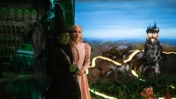 L to R: Cynthia Erivo is Elphaba and Ariana Grande is Glinda in WICKED, directed by Jon M. Chu