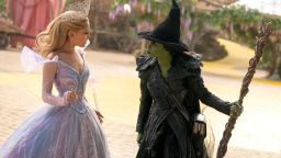 L to R: Ariana Grande is Glinda and Cynthia Erivo is Elphaba in WICKED FOR GOOD, directed by Jon M. Chu.