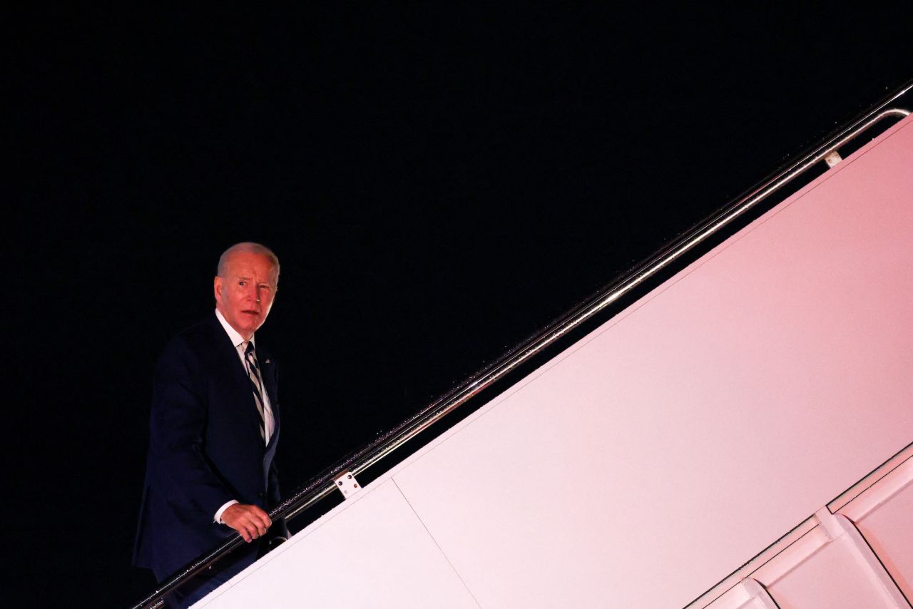 Joe Biden boards Air Force One at Joint Base Andrews, Maryland, on Friday.