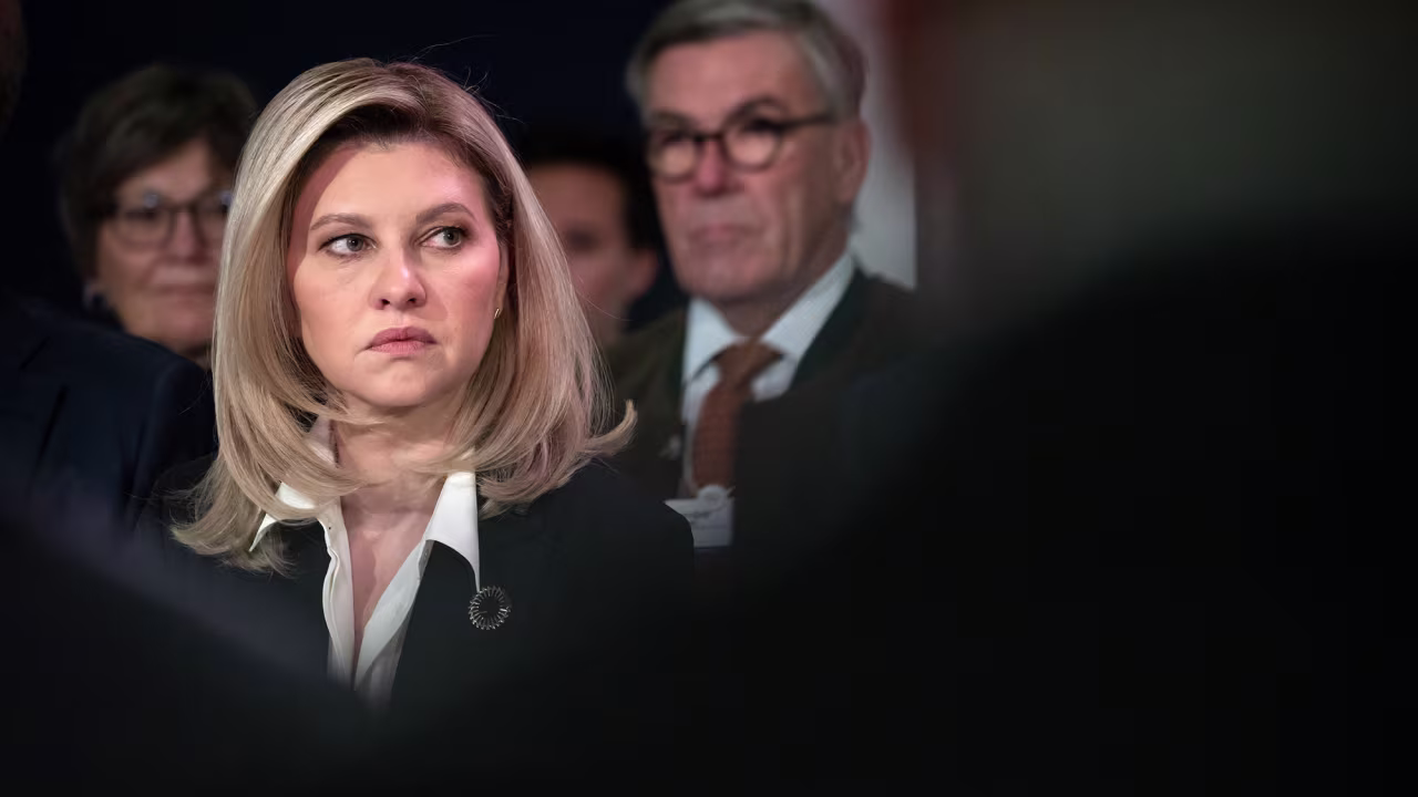 Ukraine's First Lady Olena Zelenska attends a special dialogue with CEO's meeting at the Congress center during the World Economic Forum annual meeting in Davos, on January 18.
