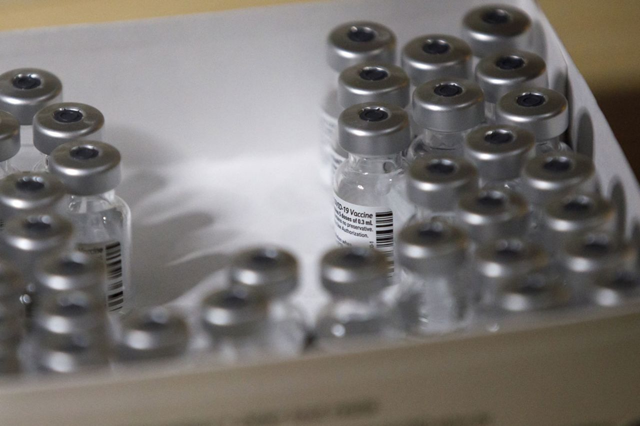 Vials of the Pfizer-BioNTech Covid-19 vaccine at a University Hospital Network (UHN) vaccination clinic in Toronto, Ontario, Canada, on December 15.