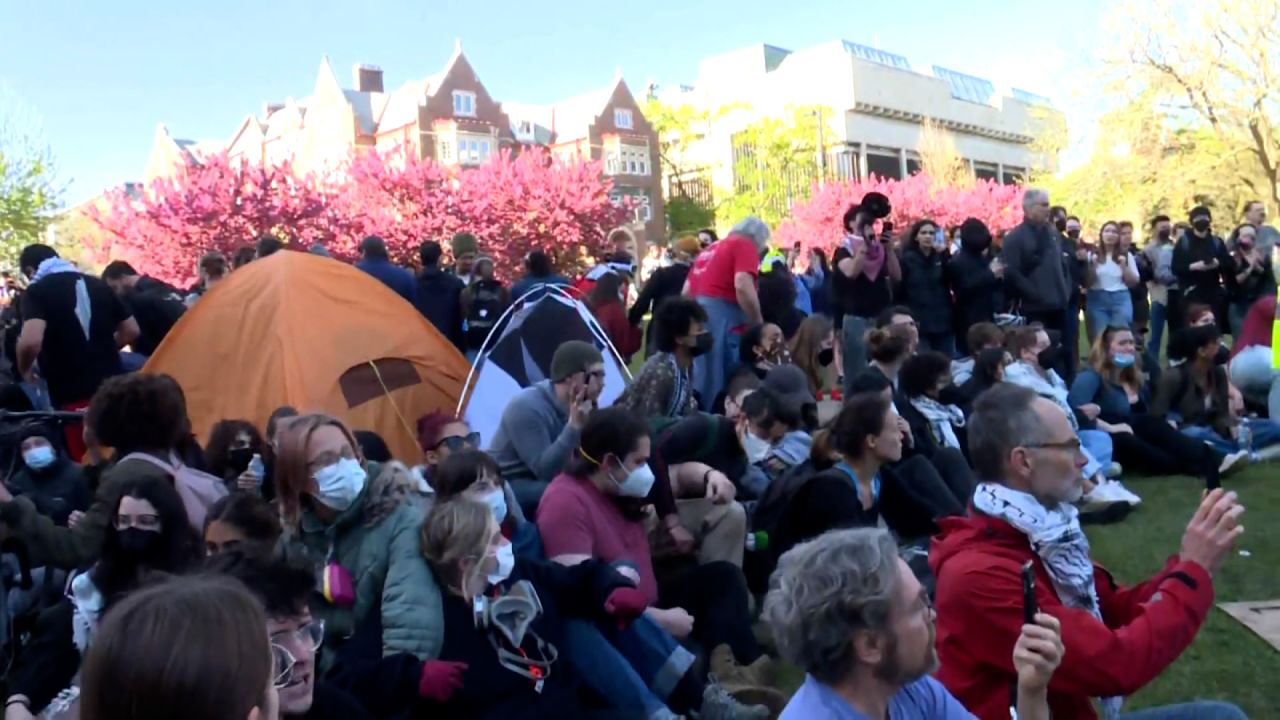 Protesters are seen at the University of Wisconsin-Madison campus on Wednesday. 